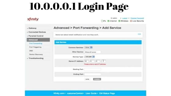 xfinity router login ip address