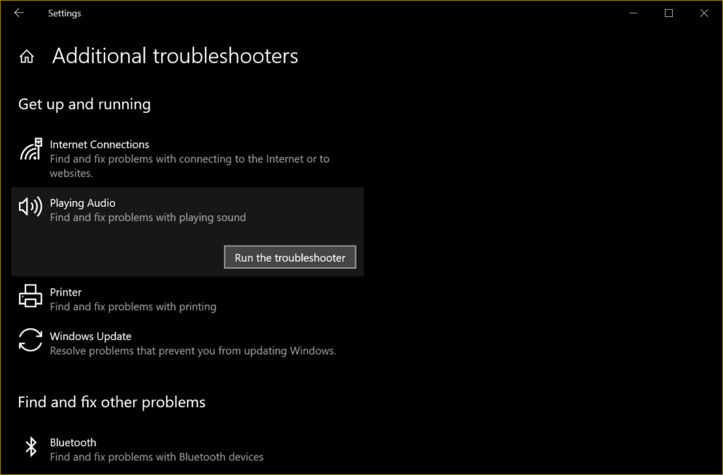 additional troubleshooters