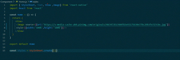 creating codes for the home.js file