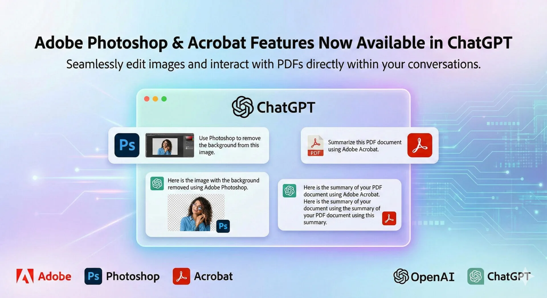 Adobe Photoshop and Adobe Acrobat Features Now Available in ChatGPT